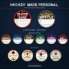 Player of the Game, Heart & Hustle, six mixed hockey award sticker designs and four Puck Drop designs from TheOneAndOnly.ca.