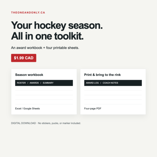 Ultimate Hockey Award Toolkit Ultimate Hockey Award Toolkit cover showing a season workbook and printable award sheets.